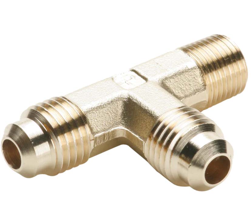 Brass SAE 45 Deg Flared Fittings - Male Run Tee - 1/2 x 1/2